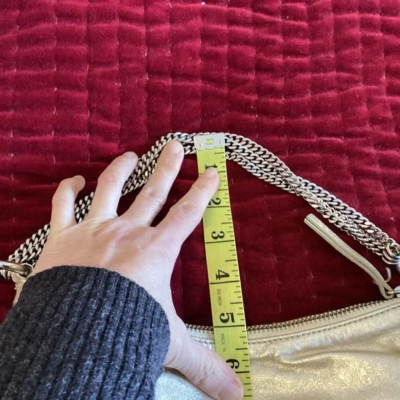 Vtg Banana Republic Gold Leather, bag with shoulder chain - Picture 12 of 15